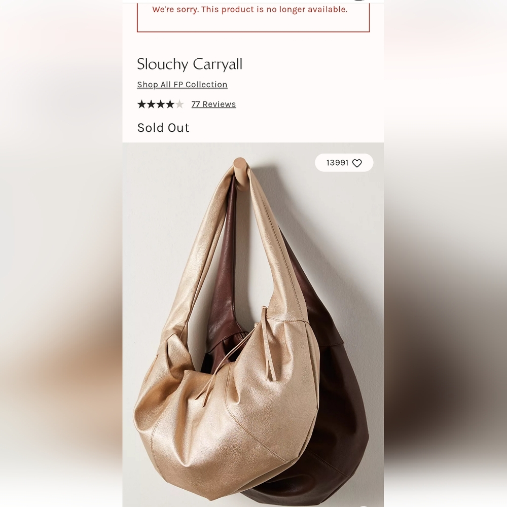 Free People Slouchy Carryall Tote Bag Purse Ivory Cream Brand New In Plastic NWT - Picture 9 of 16
